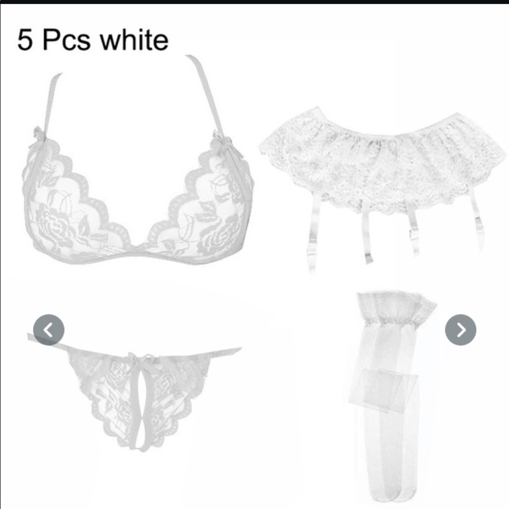 White 5pc lingerie outfit NWT